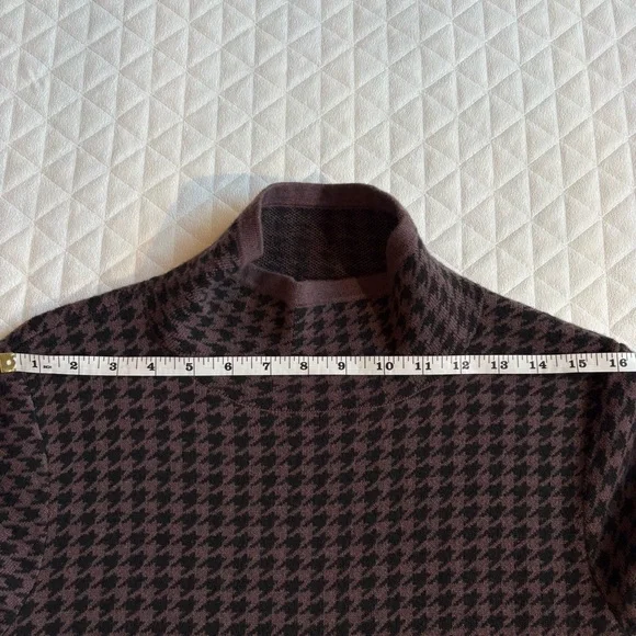 Title Nine Barra Houndstooth Tunic Sweater Dress Size M Brown Black Turtle Neck - Picture 11 of 16